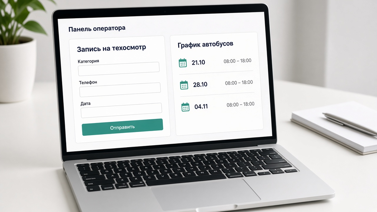 Форма записи и живой график автобусов на сайт оператора без сложностей